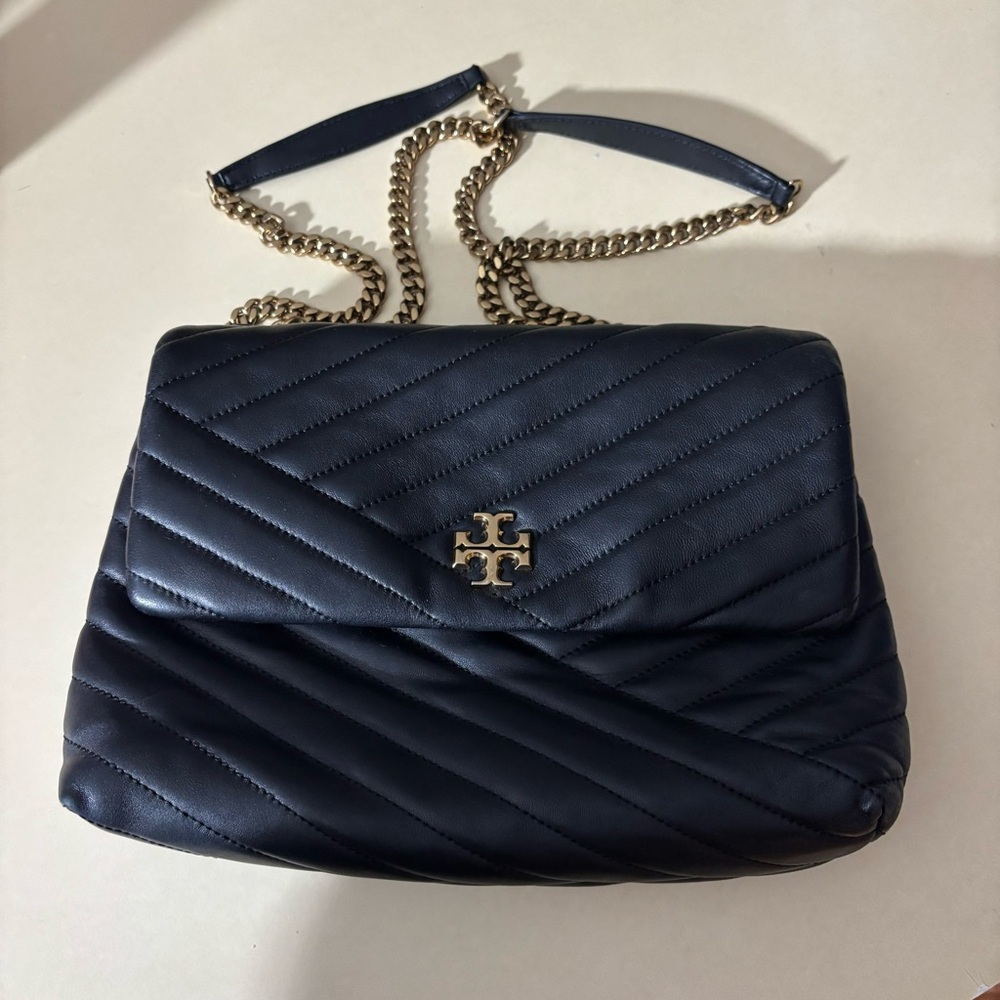 Tory Burch Kira Chevron black leather shoulder bag